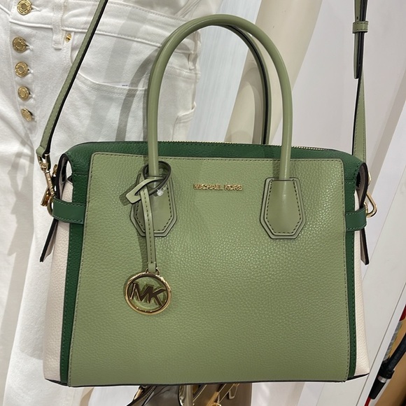 MICHAEL KORS
Mercer Medium Color-Block Belted Satchel Crossbody Purse 
NWT - Picture 7 of 16